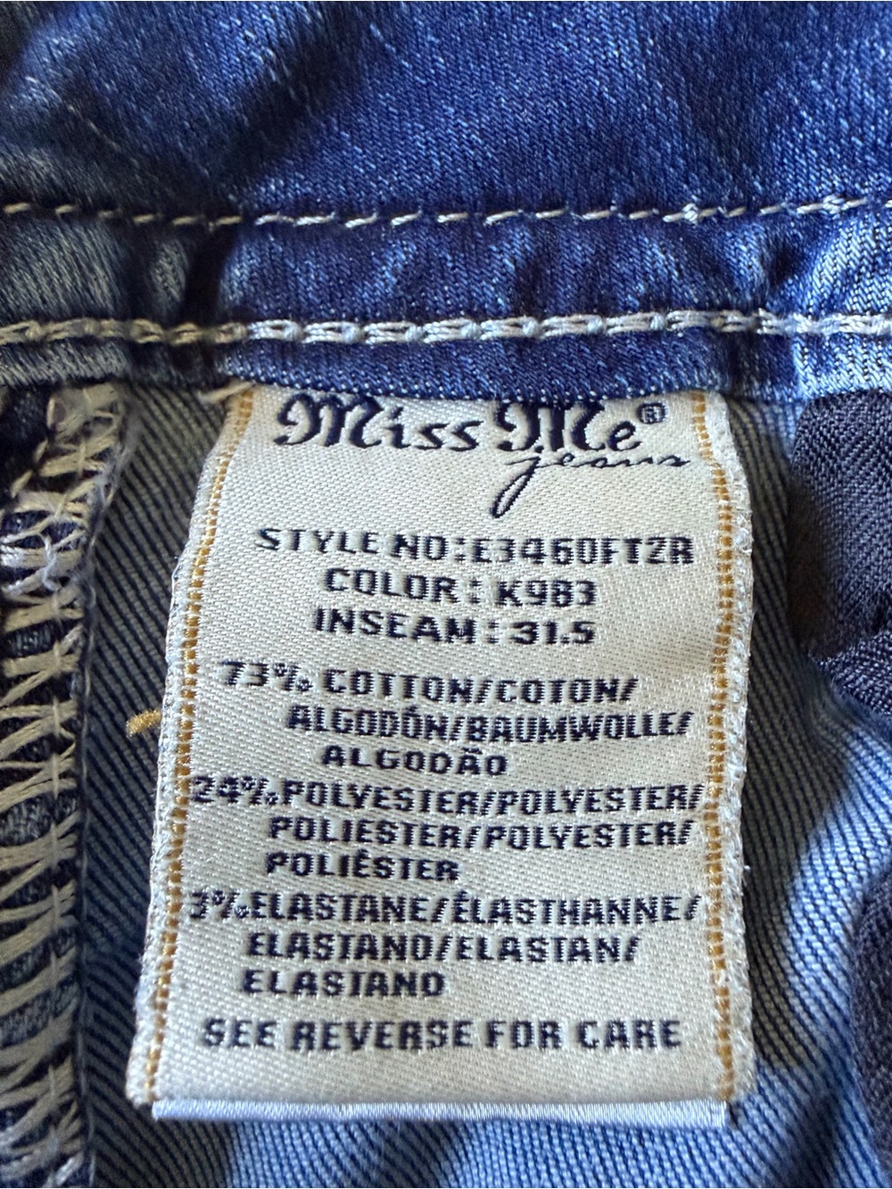 Miss Me Mid Rise Light Blue Straight Leg Jeans Sz 27 Embellishments on Pockets - Picture 12 of 12
